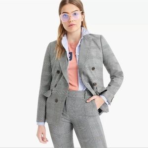 Plaid blazer with ruffle detail